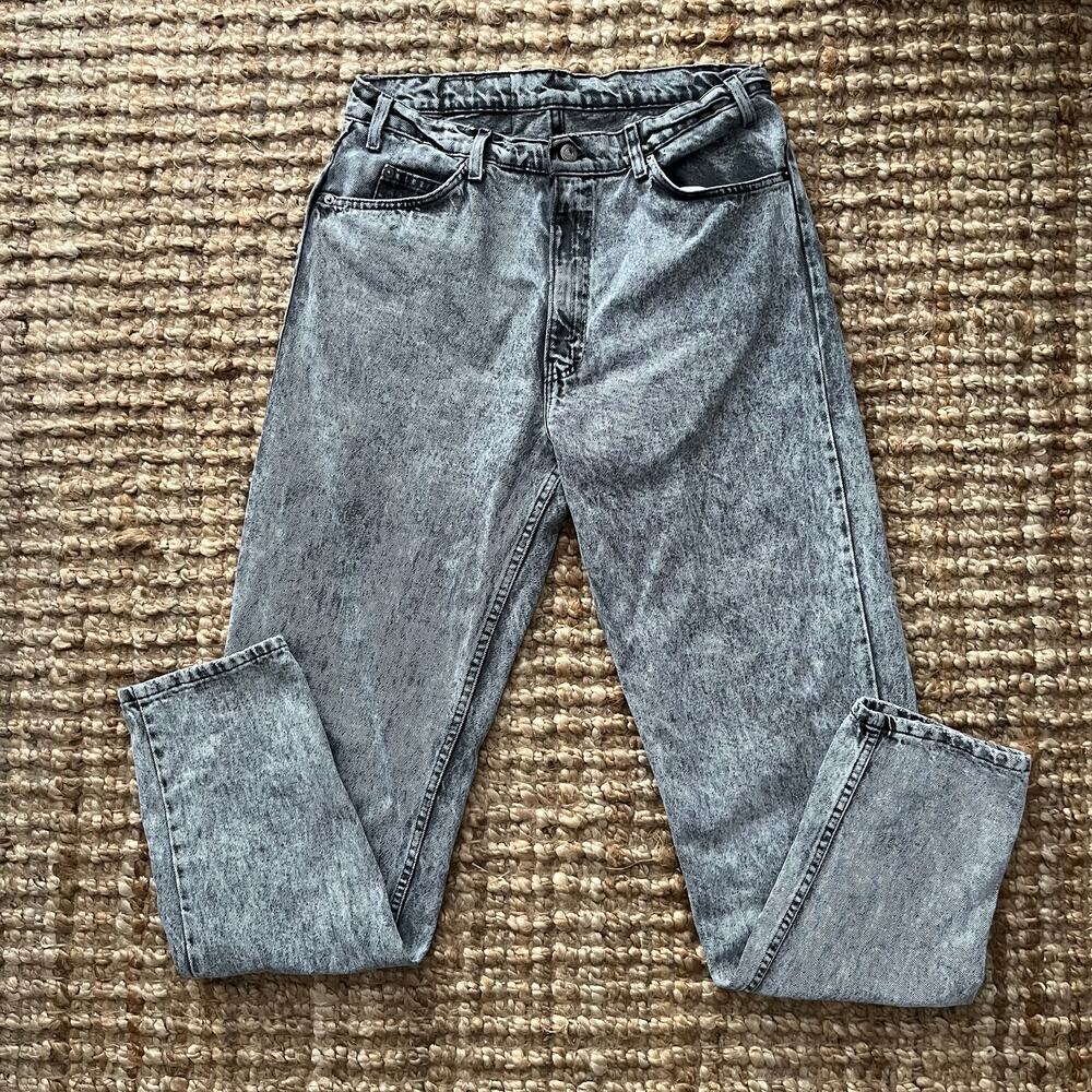 40 Year Old Vintage 1986 Levi’s 36x34 USA 550 Jeans Gray Acid Wash W34 Fit EUC